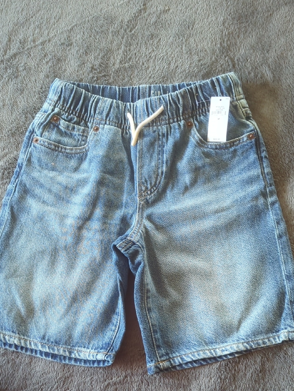 GAP Kids Elastic Drawstring Denim Shorts - Light Blue